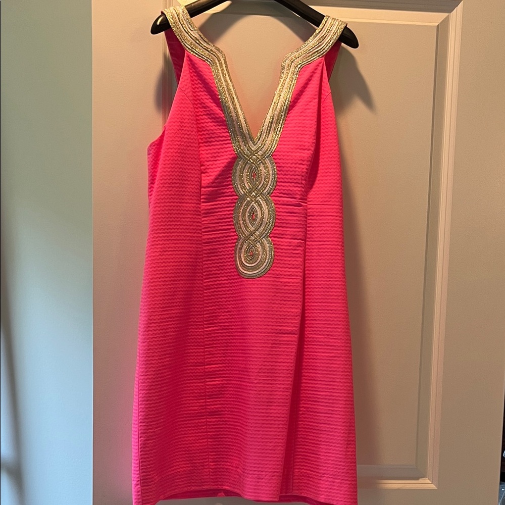 Lilly Pulitzer Pink Sheath Mini Dress V-Neck Cocktail